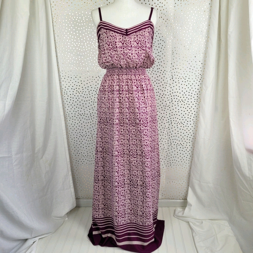Loft Geometric and Striped Print Maxi Dress